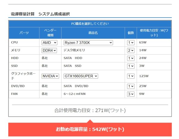 ドスバラワット数計算表